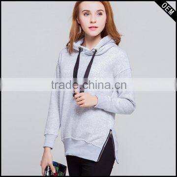 Top quality China clothing supplier custom hoodie wholesale plain hoodies with long zippers both sides