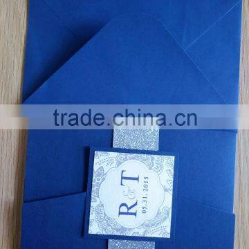 Navy Blue Elegant Wedding Invitations With Glitter photo-4