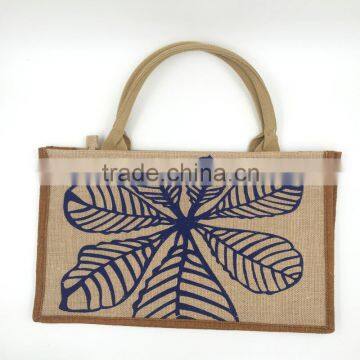 natural small printed linen favor bag