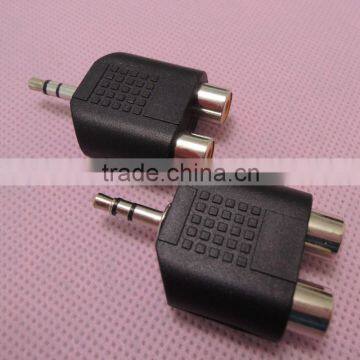 Stereo Audio black 3.5 male to RCA female connector adapter