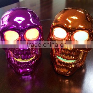 2015 newest electroplating metal skull halloween light up toy