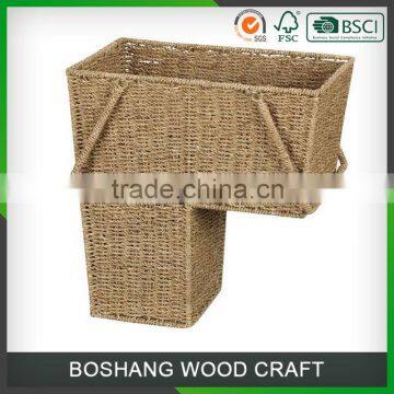 Custom Large Storage Seagrass Basket with Holder