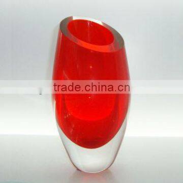 Red elegant art glass vases home decorations