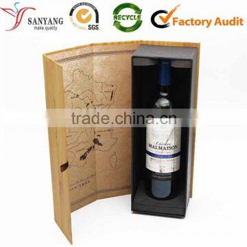 Logo Printing Paper Flip Top Wine Packing Box With Velvet Wine Stopper Insert