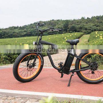 26inch electric big tyre bike 7 speed hummer e bike with orange rims