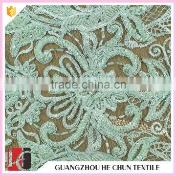 HC-1514 -1 Hechun China 2016 New Products Light Green Sew Bead Lace Bridal Appliques photo-2