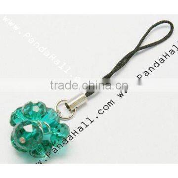 Glass Beads Mobile Straps, DarkGreen(J-JM00005-14)