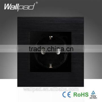 2016 Hot Sales Wallpad Black Brushed Metal Frame EU Electric Wall Socket Set