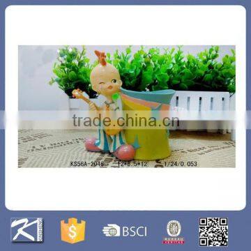 home decoration resin craft boy figurine with pen holder