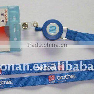 Screen ptinted neck lanyards with retractable badge