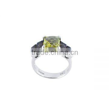 925 Sterling Silver Lemon Quartz & Smoky Quartz Gemstone Ring Jewelry
