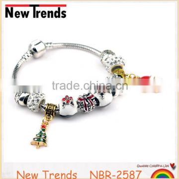 Manufacturer cute girls fancy Christmas bracelet Santa Claus charm bracelet