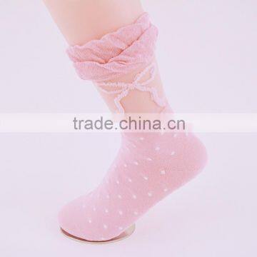 Lady 200N See Through Fashion Socks Ruffle Welt With See Through Material on a Part of Leg Nylon Socks