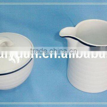 Porcelain sugar bowl & ceramic creamer pitcher(113-146)