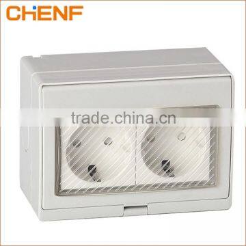 factory price CHENF Two German Socket Mini Waterproof Push Button Switch & Waterproof Push Button Switch(CF-2SR)