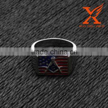 In Stock New Hot Sale Stainless Steel American Flag Symbol Freemason Masonic Silicone Wedding Rings for Men photo-3