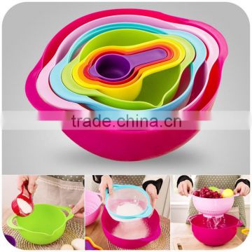 8 pcs Bowl Set/Plastic Bowl Set/Salad Mixing Bowl with Measuring Spoon