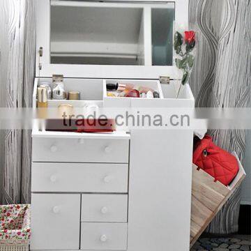 wood furniture modern foldable dressing table with drawers