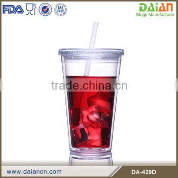 Clear plastic double wall cool tumbler