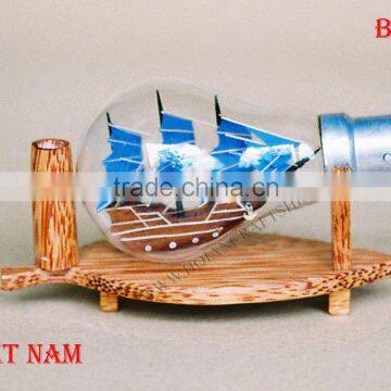 VIET NAM SHIP IN LIGHT BULB, UNIQUE NAUTICAL DESIGN - HANDCRAFTED WOODEN MODEL SHIP