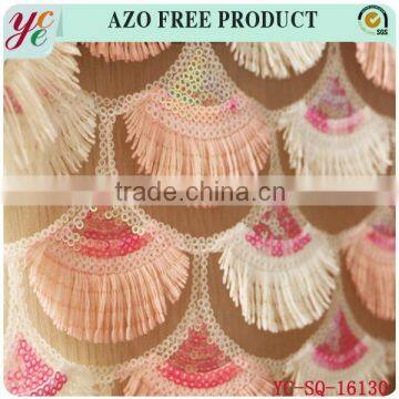 New Multi Color Fan Blade Type Net Sequin Fabric for Dancing photo-4