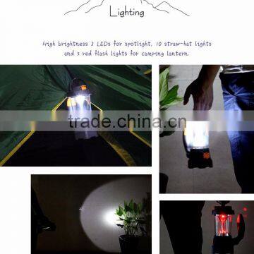2016 Powerful Multi-modes 4 IN 1 Hand Crank High Brightness 3 LEDs Spotlight Camping Lantern photo-4