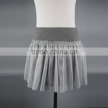 shiny lurex mesh with rib waistband hot girl mini short tutu skirt