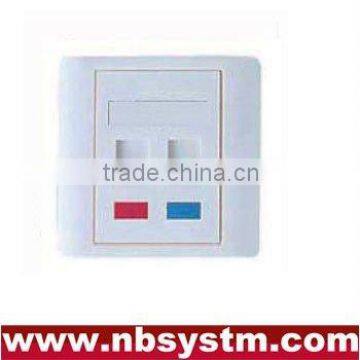 86 type faceplate 86x86mm angled,two port with color lcom&angled shutter