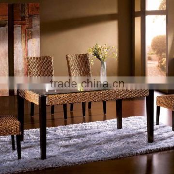 Water hyacinth dining chair with table