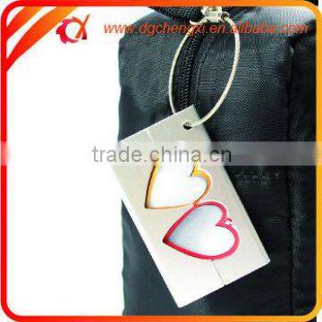 Double Heart Metal Travel Luggage bag Tags Aluminium Belt Buckle Adress Holder