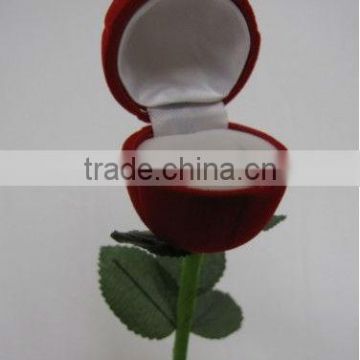 Long Stem Red Rose Jewelry Ring Box