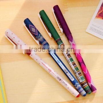 DIY creative stationery personalized Novelty gel pen cute colorful linen finish print ballpoint pen best gift office roller pen