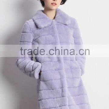 Long Style Rex Rabbit Fur Jacket for Fashion Girls