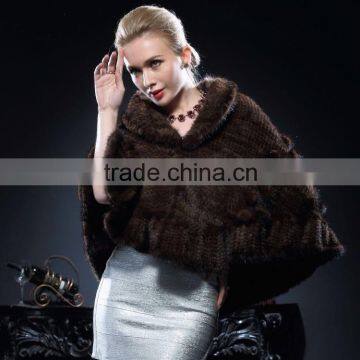 Genuine Knitted Mink Fur Cape for Fashion Ladies Cheap Price Cape