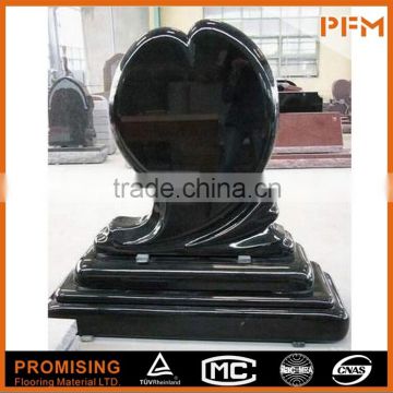 Natural Chinese Stone Europe Style Black Granite Tombstone