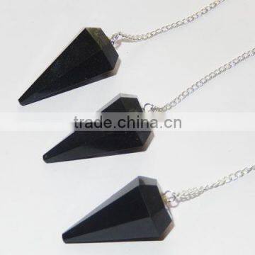 Black Agate Facetted Pendulum