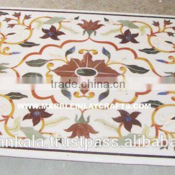 Indian Marble Inlay Dining Room Table Top