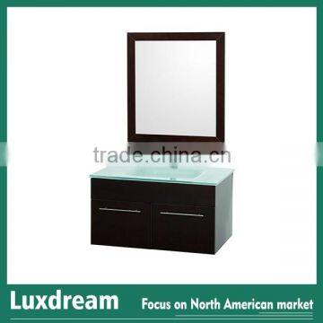 White Bowl Shape Ceramic Basin Mini Bathroom Vanity With Side Cabinet photo-6