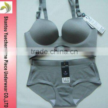 Sexy women bra and panty set , with shiny silver fabric