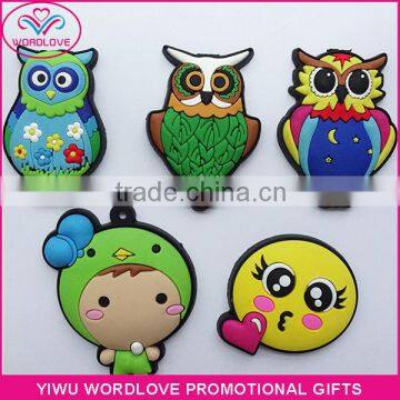 Custom 3d Owl Shaped Soft Pvc Souvenir Fridge Magnet for Tourist