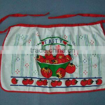 red check border 90gram pigment printed waist kitchen apron