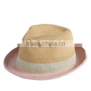 high quality cheap striped paper straw fedora hats