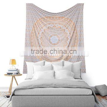 Indian Cotton Ombre Golden Mandala Urban Hippie Wall Hanging Tapestry