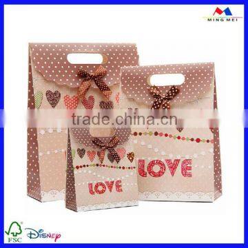 professional manufacture paper bag with ribbon