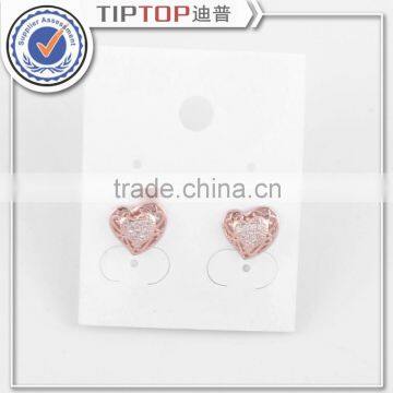 Rose Gold Plated crystal earrings,love heart shaped, set with Zircon Crystal,fashion crystal jewelry