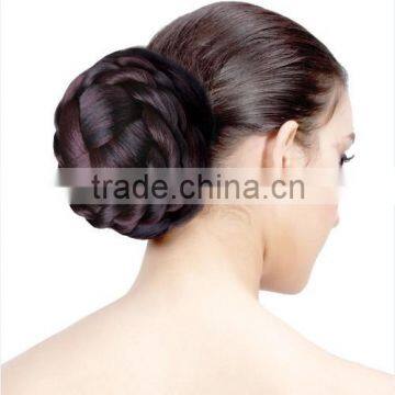 Fake Braids hair chignon, synthetic bun hairpiece, wigs hair chignon