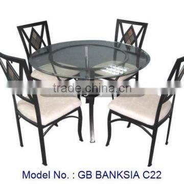 Metal Dining Set, Glass top Metal Dining Set, Dining Room Furniture