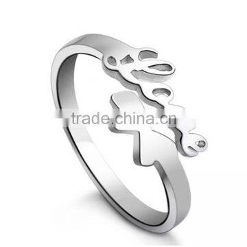 Love Letter Silver Plated Finger Rings Jewelry Fashion White Gold Color Simple Ring China Jewellery Wholesale photo-2