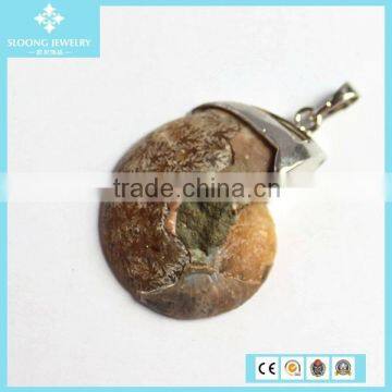 Top Selling Silver Gemstone Natural Snail Fossils -Shell Beads Pendant Jewelry Wholesale