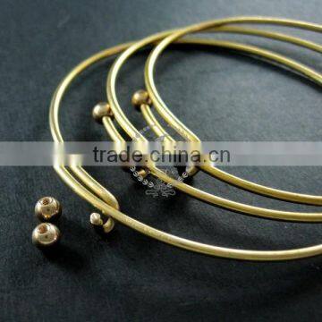 65mm Diameter Raw Brass Double Beads Screw Top Adjustable DIY Wiring Bracelet Bangle Supplies 1900092 photo-3